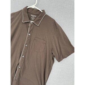 Todd Snyder Tipped Full Placket Polo Mens XL Brown Premium Jersey